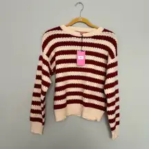 Maroon Cream Striped Sweater