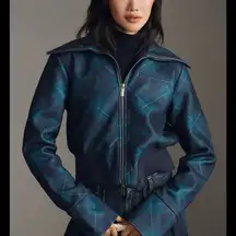 Maeve Blue Bomber Jacket with Structured Design