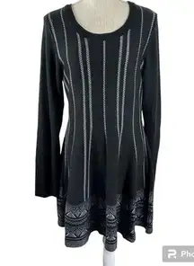 Black Long Sleeve Knee Length Knit Sweater Dress Women’s Size XL