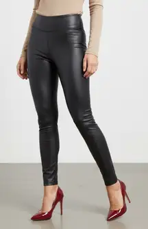 Vince Camuto Black Faux Leather Leggings Pants High Waist Stretch Womens Size S