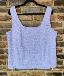 Alex Evenings Vintage Lilac Purple Embellished Sequined Knit Tank Top Women's 2X