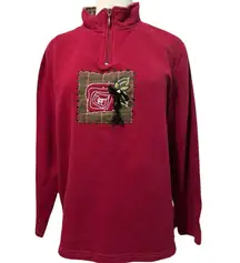 Breckenridge Sweatshirt Womens LG Red Embroidered Beaded VTG Cottagecore Camping
