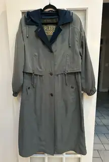 Vintage Fleet Street High-End Long Trench Coat Jacket Wool Sage Green Size 10