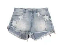 SL8 Denim Shorts Women's Size 28 Stars Raw Hem Distressed Edgy Summer Beach