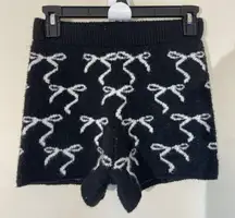 Wild Fable Target Black‎ Knit White Bow Coquette Preppy Lounge Shorts Womens XS