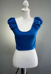 CLEARANCE! Blue Boutique Puff Shoulder Crop Top Size S NWOT