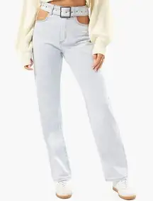 NWT WeWoreWhat Women's High Rise Cut Out Straight Jeans‎ Blue Size 27