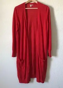 Halogen linen blend knit open front long cardigan size‎ M