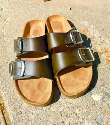 Cute Olive Leather Sandals – Time and Tru | Festival Ready & Comfy!