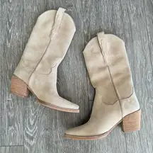 JEFFREY CAMPBELL Tan Suede Western Boots 8