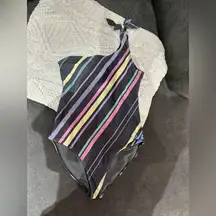 RAD SWIM Striped One-Shoulder Swimsuit XL