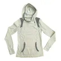 Lululemon Womens Run For It Pullover Hoodie Top Size 4 White Gray Jacket