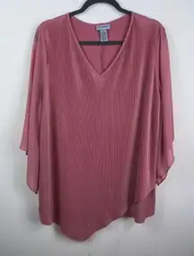 Catherines Accordion Pleat Sheer Sleeve V‎ Neck Tunic