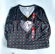 Charter Club Women's Size XXL Stretch‎ Jersey Knit Henley V Neck Pajama Top Set