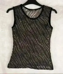 ZARA Women Metallic Meah Top Sz S Sleeveless Retro Funky Preppy