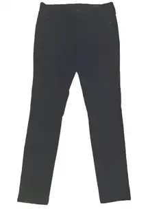 Rag & Bone 27" Black Denim Leather Trim Moto Straight Leg Jeans Pants Stretch