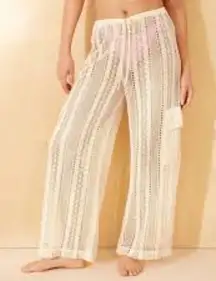 Target Wild Fable Crochet Cargo Mid Rise Swim Cover Pants Medium Beige