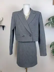 Sophie Rue Wool Blended Monique Cropped Blazer and Mini Skirt Set in Charcoal