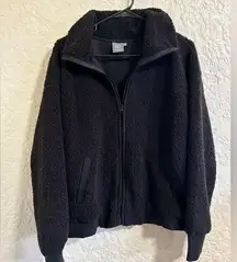 Daisy Fuentes zip up black Sherpa long sleeve sz‎ 1X winter/fall jacket