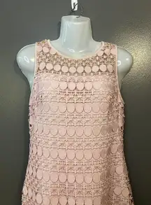 Lauren Ralph Lauren Dress Womens 2 Pink Lace Shift Cocktail Sleeveless Scalloped