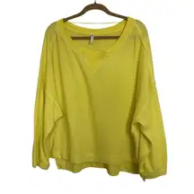 Free People FP Movement Yellow Rugby Match Long Sleeve Oversize XS Comfy