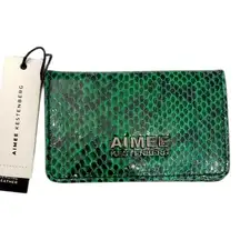 Aimee Kestenberg Emerald Snakeskin  Sammy Bifold Card Holder NWT
