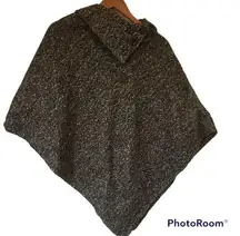 LAST KISS shawl medium brown white speckled lined poncho M