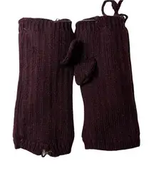 Hat Attack Burgundy Knit Fur Lined Handwarmers New