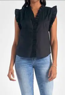 NWOT Ruffled FRAME's Lauren blouse button up black XL 
 ramie fall casual $148