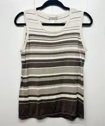 Coldwater Creek  Silk Cotton Women's Striped Sleeveless Knit Sweater/Vest Small