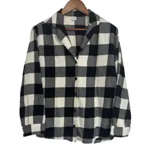 Old Navy Women’s Large Black & White Flannel Pajama Shirt Plaid Long Sleeve