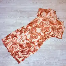 SHEIN curve plus size body con sheer mushroom print dress with wavy hem 0xl