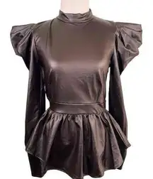 Julia By Love J Long Sleeve Ruffled Shoulder Peplum Waist Size Medium NWT