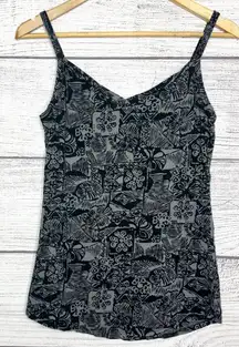 OP Black & Gray Y2K Patterned Tank Top Size Large Boho Dark Fairy Grunge Skater