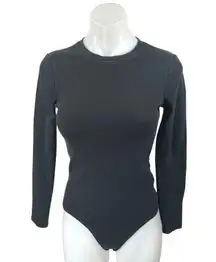 Abercrombie & Fitch Black Rib Knit Long Sleeve Crew Neck Bodysuit Sweater Top M