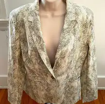 NWOT Covington snakeskin animal print cream taupe blazer jacket, size L spring