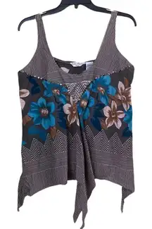 Vintage Quizz Again Trends Cotton Floral Asymmetrical Top Size Medium