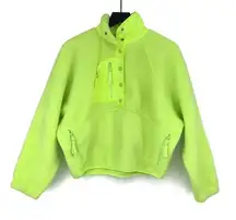 Free People Movement FP MOVEMENT Hit The Slopes Fleece Pullover Jacket Neon Yellow Highlighter XS