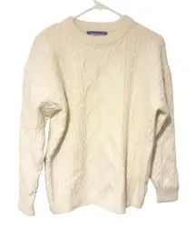 Aelfric Eden Size XS Cream Crewneck Cable Knit Sweater