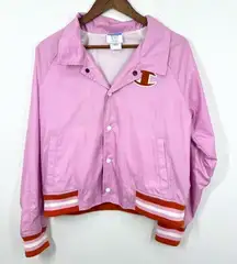 Champion Women's‎ Coaches Jacket Light Pink with Red Orange Detail Size Medium