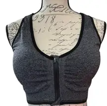 Gray Zipper Front Stretch Sports Bras Size Small