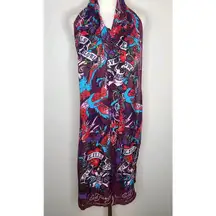 Ed Hardy Scarf by Christian Audigier Love Kills Slowly Maroon Y2K 100% Cotton