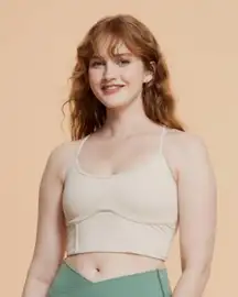 Blogilates Women's Corset Cropped Bralette Sports Bra Small Cream