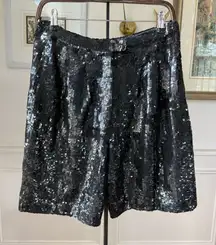 Vintage 80s Ganto’s Heavy Sequin High Rise Bermuda Mom Shorts Black S