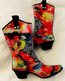 Rain BOPS Cowgirl Rainboots by Beehive sz 8 UNIQUE!