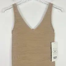 NWT Aura Sleeveless Ruched Bodycon Dress Tan Size S/M Small/Medium NEW