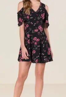 MI AMI Black Floral Mini Off Shoulder Dress