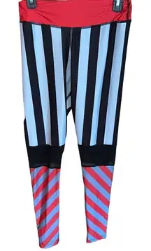 Bend athletic bold striped leggings in red, black and grey women’s size medium