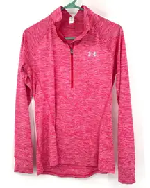 Under Armour Size Small Sweater Pink Heather 1/4 Zip Pullover Track Running‎ Gym