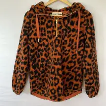 Loft Cheetah Print 1/4 Zip Up Hoodie XS